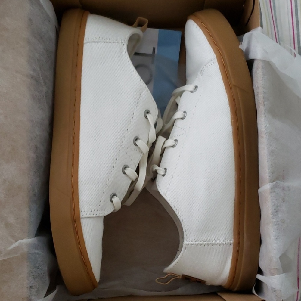 Tom's Lenny white denim shoes